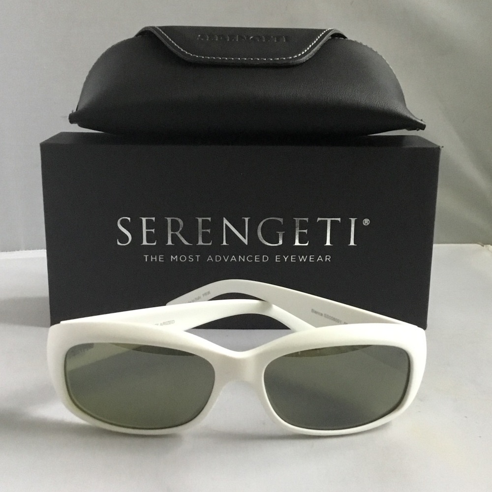 Serengeti Bianca Women’s White Frame Sunglasses Polarized.